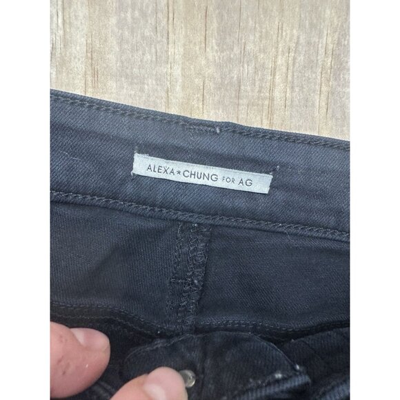 Alexa Chung For AG Skinny Jeans Black 29R Stretch Cotton Distressed - Picture 3 of 7